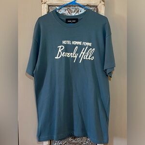 Homme + Femme Beverly Hills Dark Teal & Ivory Crew Neck Oversized T-Shirt